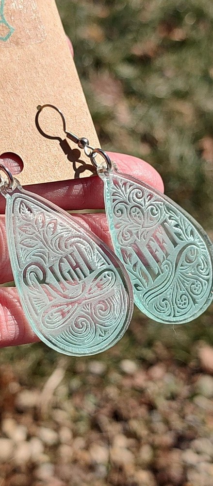 Right and left teardrop dangle earrings