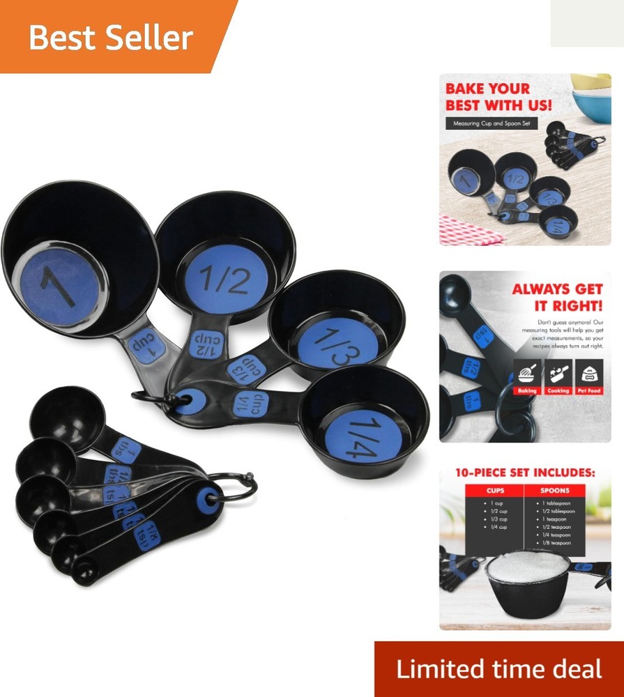 Chic 10-Piece Plastic Measuring Cups - Clear Readable Marks, Dishwasher Safe