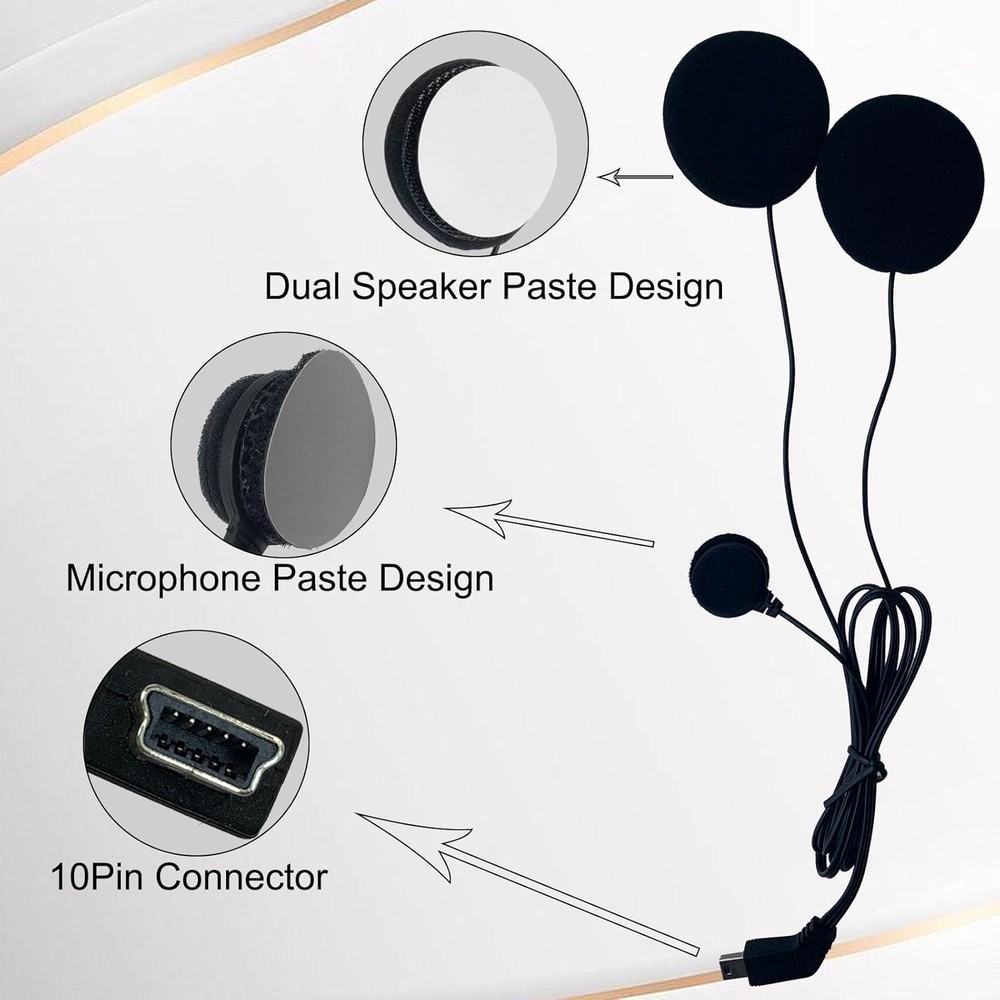 Lightweight 10-Pin Motorcycle Intercom Headset for Seamless Riding Communication