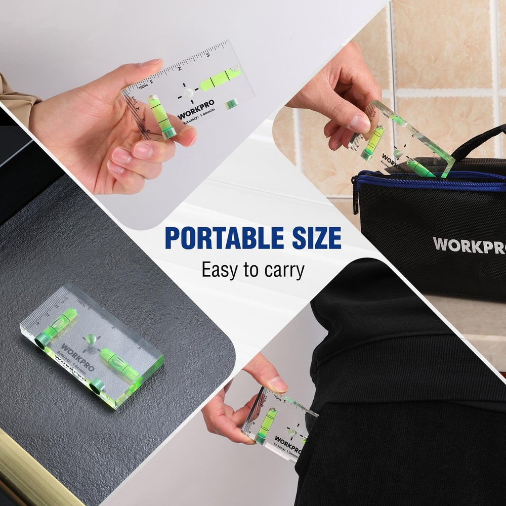 WORKPRO Small Level, 3-3/4 Inch Mini Level Tool, Inch, Transparent