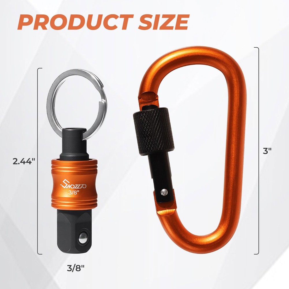 3PCS 3/8" Socket Holder Keychain Set,Drive Quick-Release Organizer with Locki...