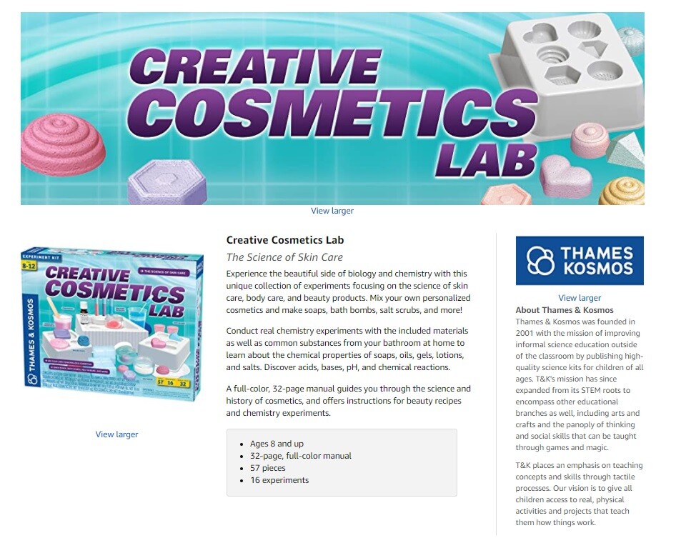 Creative Cosmetics Lab Science Kit | 16 Experiments Including Soaps, Bath Bombs,