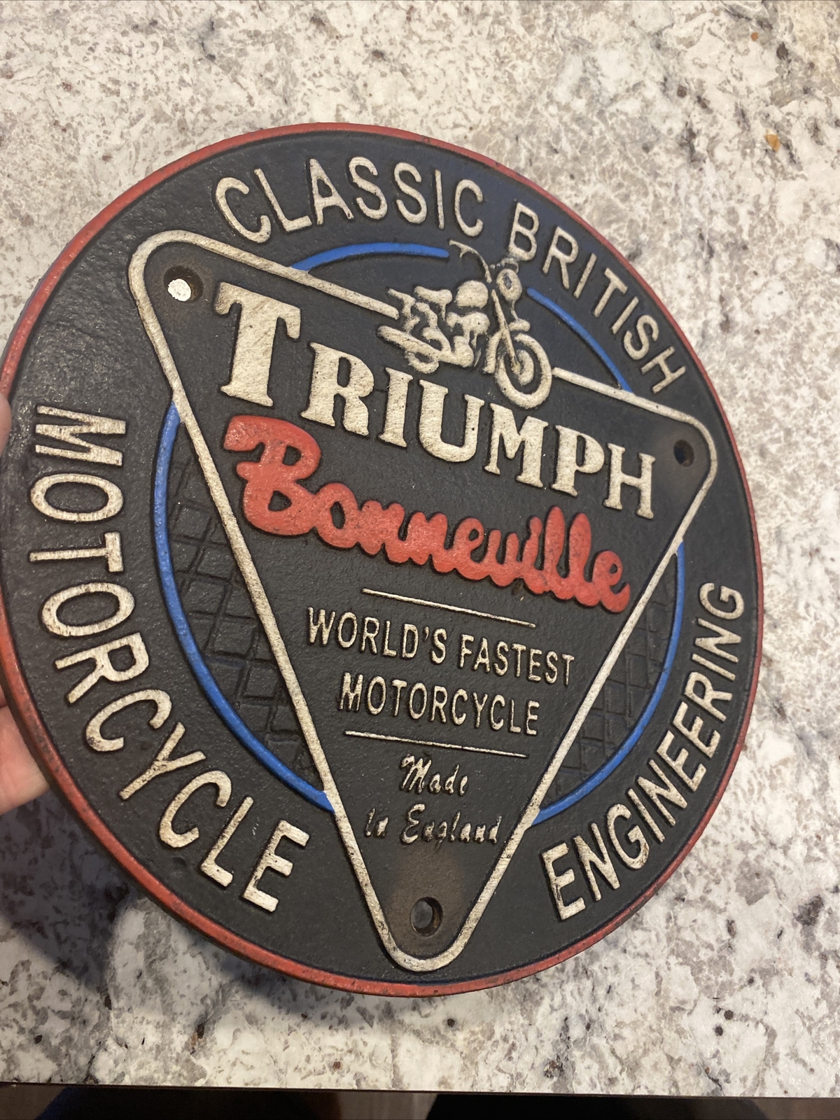 Triumph Motorcycle Sign Cast Iron Plaque Harley Davidson Collector Patina 3+LBS