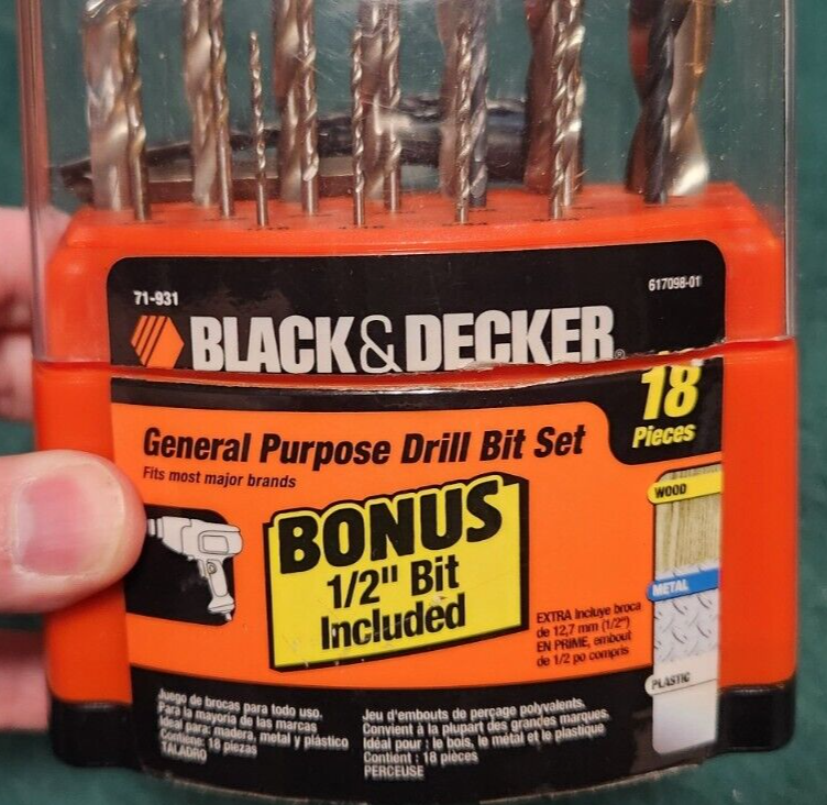 Black & Decker DR260 3/8in. Corded Drill w/\Bit 18 PC General Purpose Drill Set