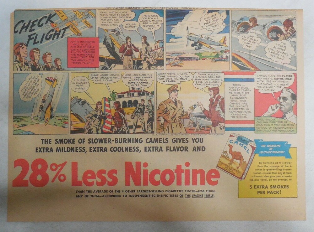 WW 2 Camel Cigarette Ad: Flight Instructor Training ! Size: 11 x 15 inches