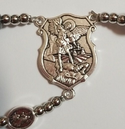 Handmade CHRISTIAN CATHOLIC ROSARY AND SAINT MICHAEL PROTECT US