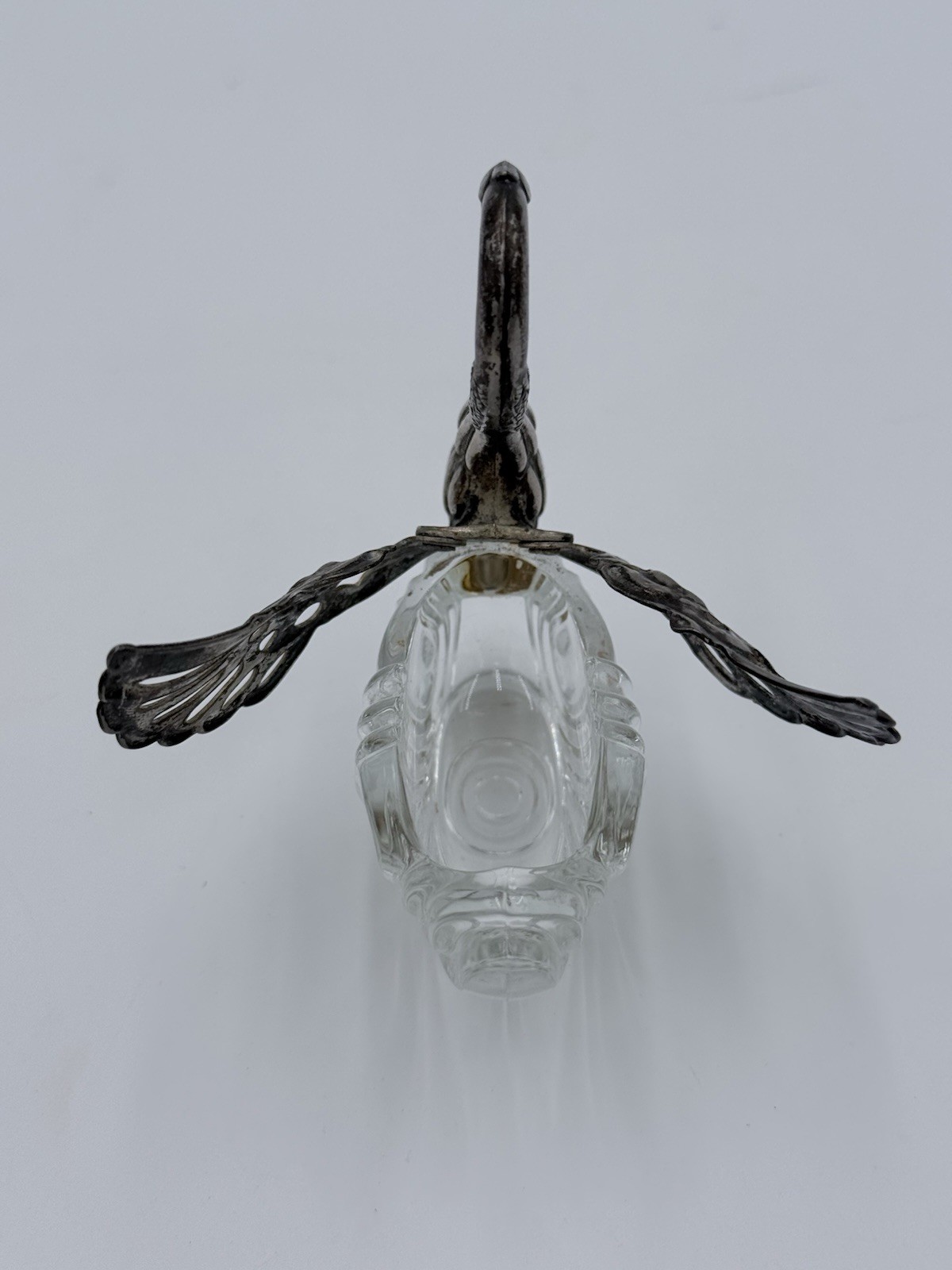 Vintage Sterling Silver And Glass Swan Salt Cellar Trinket Dish