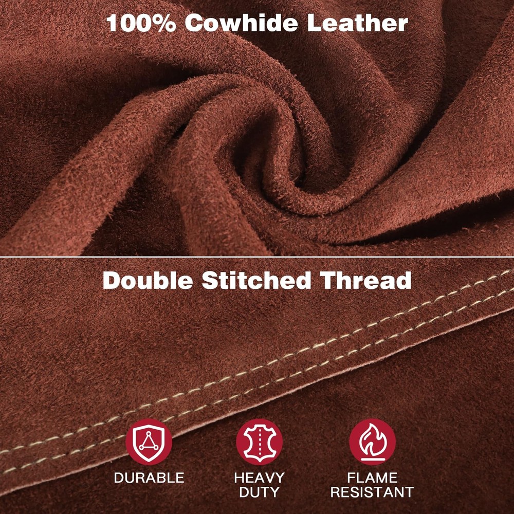 Leather Welding Jacket, Heavy Duty Welder Jackets with Flame Resistant Split ...