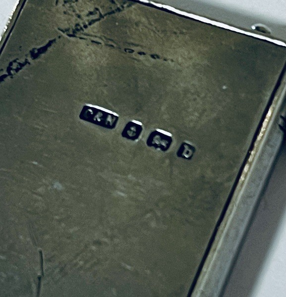 Antique Solid Sterling Silver Folding Stamp Book Case Gilt Chatelaine 1901