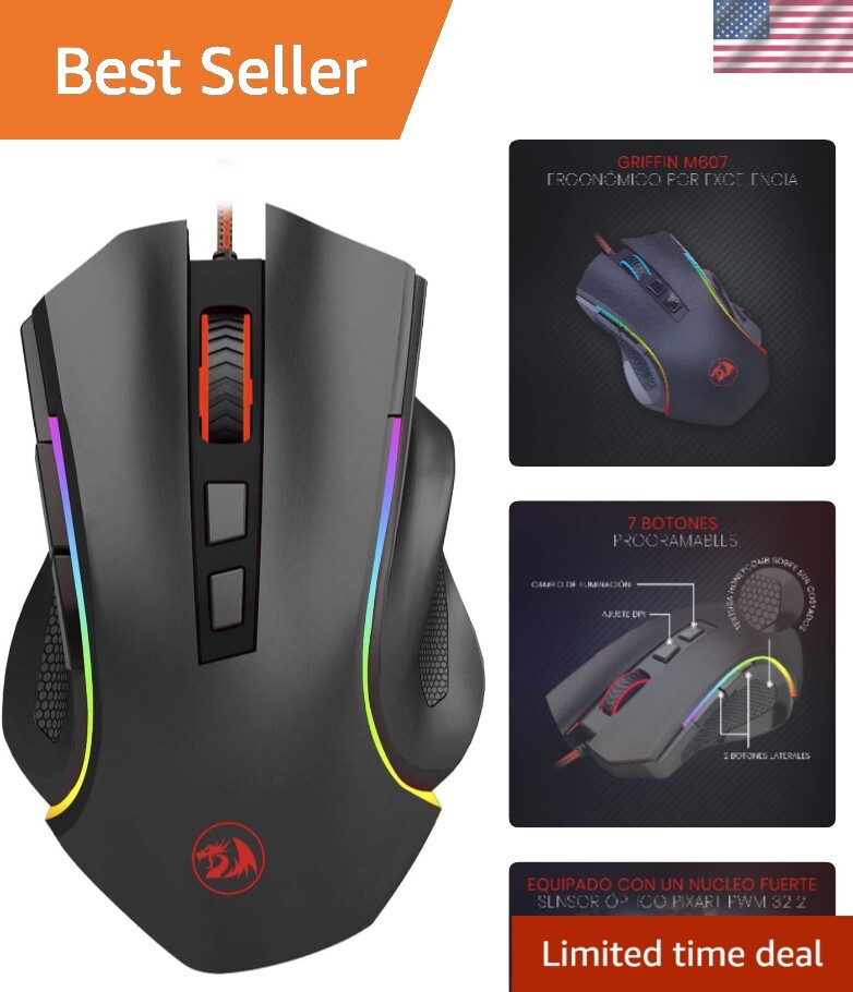 Programmable RGB Gaming Mouse for Windows & Mac - Ergonomic & Durable Design