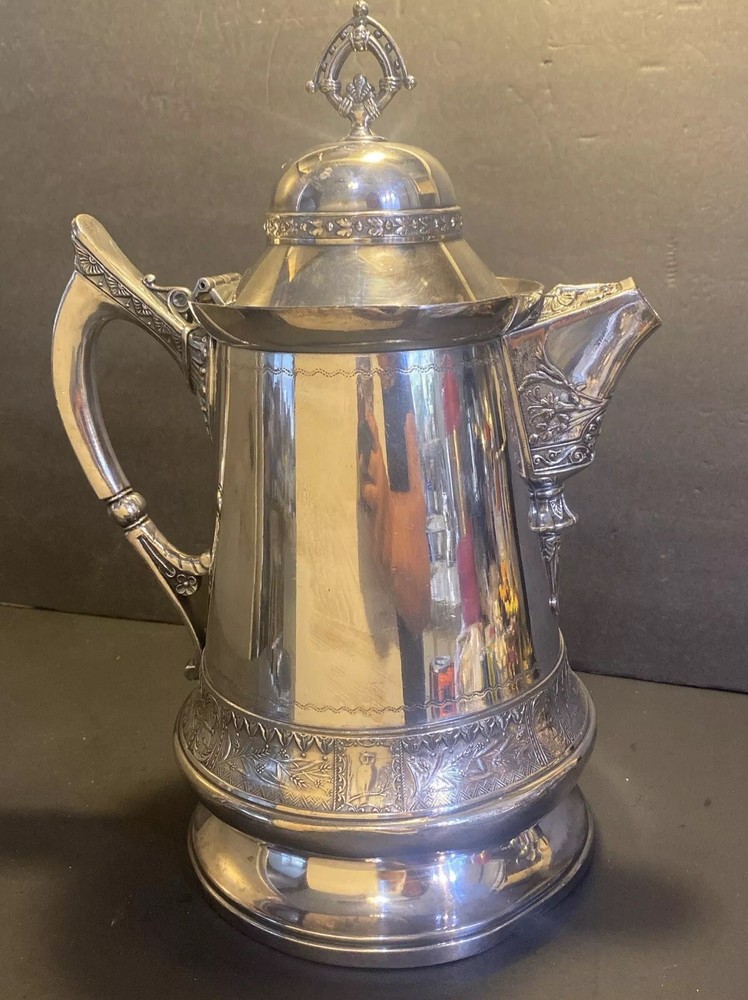 Antique Victorian Mermod Jaccard Style Silver Quadruple Plate Water Pitcher 13”