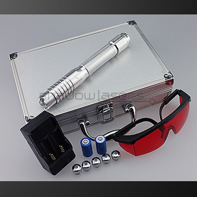LMQ1G 520nm GR Laser Pointer Adjustable Focus Visible Beam Goggles & AL Case