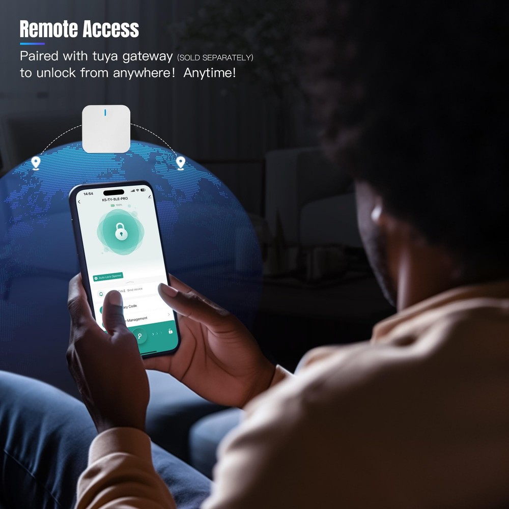 Smart Key Lock Box, Bluetooth Fingerprint Lock Box with Tuya APP Control, Fin...