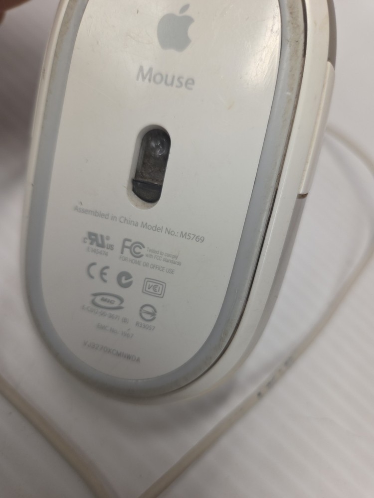 Apple Mac Pro Mouse Genuine Wired Optical M5769 Clear White