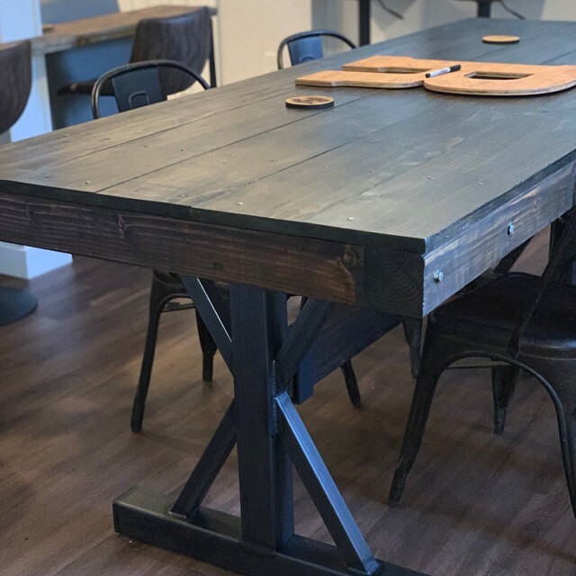 Made In America metal table legs, Farmhouse steel base, Metal table base