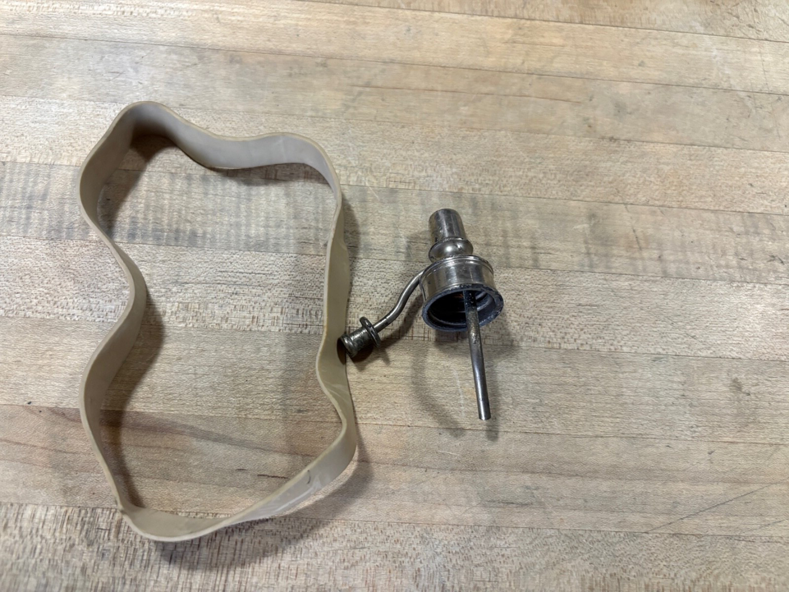 Antique Surgical instrument, screw attachment for bottle with two metal tubes