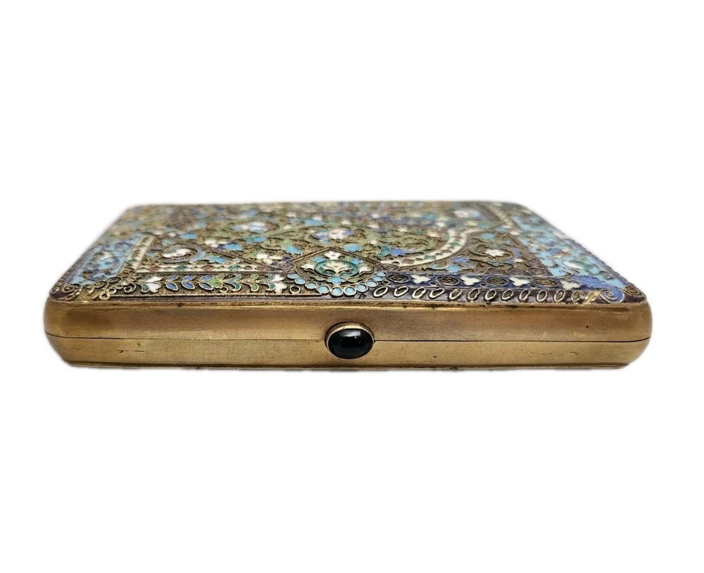 Antique Russian Enamel Imperial Guilded Silver Cigarette Case