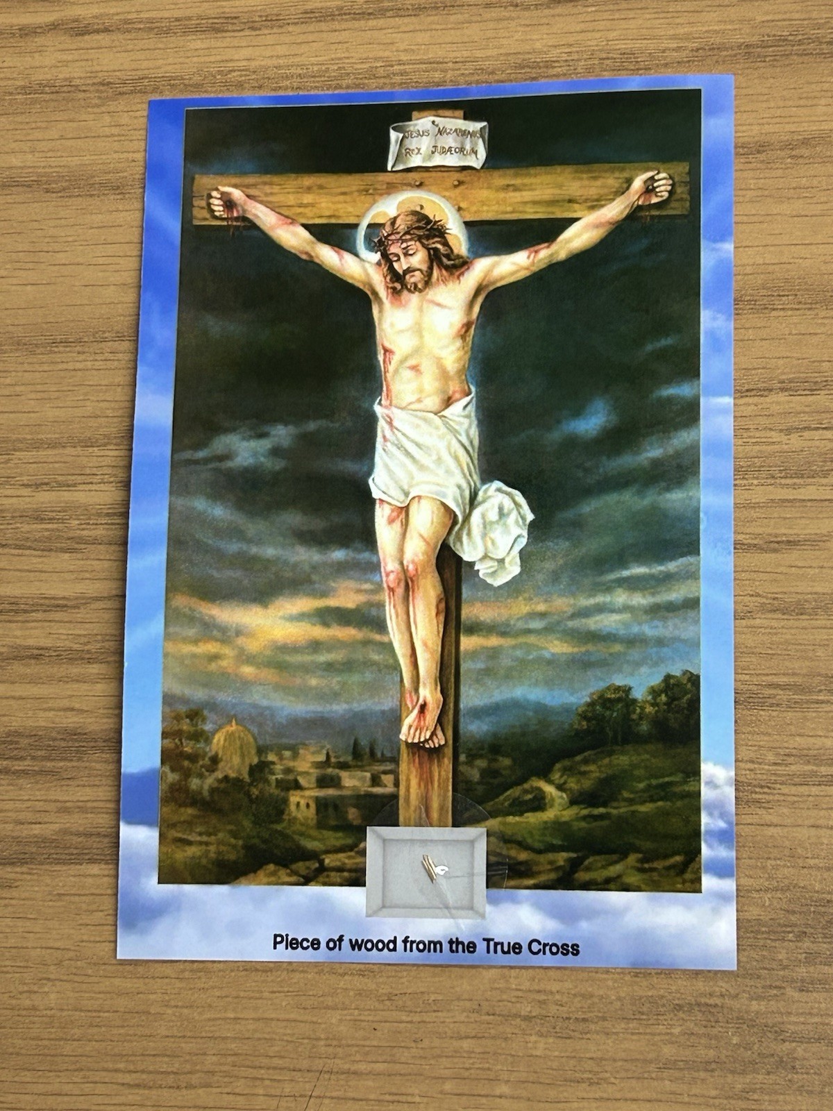Piece Of Wood From The True Cross relic Catholic Church card
