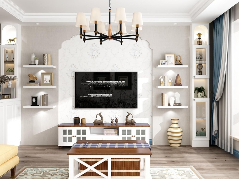 White Floating Shelf with Touch-Sensing Battery Powered LED Light,Wall Mounte...