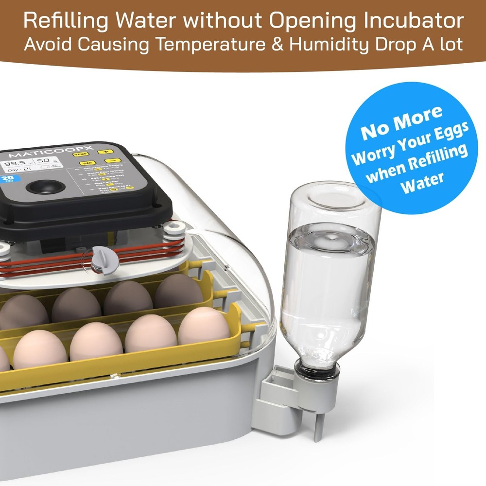 MATICOOPX 20 Egg Incubator with Humidity Display, Egg Candler, Automatic Egg ...