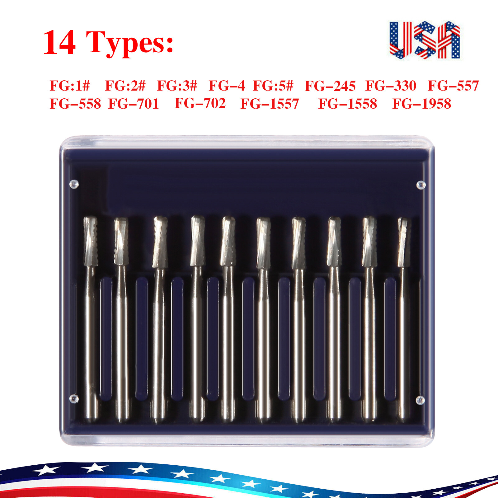 10-100pcs Dental Round Tungsten Carbide FG Bur For High Speed Handpiece