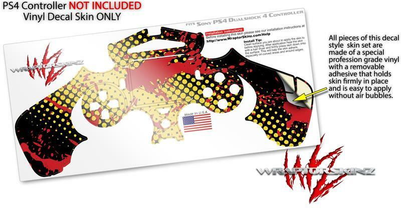 Skin for Sony PS4 Controller Halftone Splatter Yellow Red