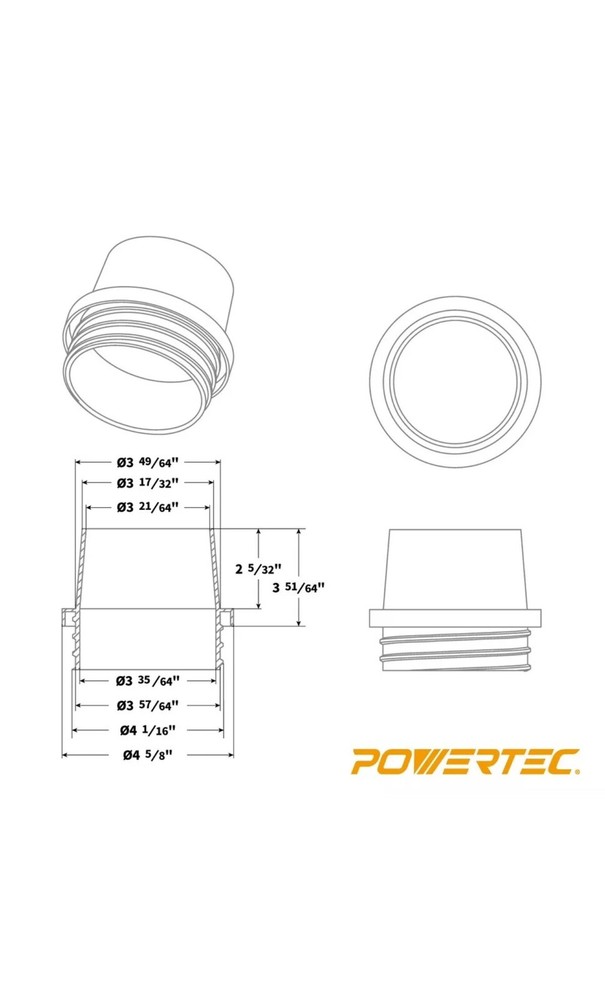 POWERTEC Screw End Quick Coupler for 4" Hose, Left-Hand Threaded Adapter (70193)