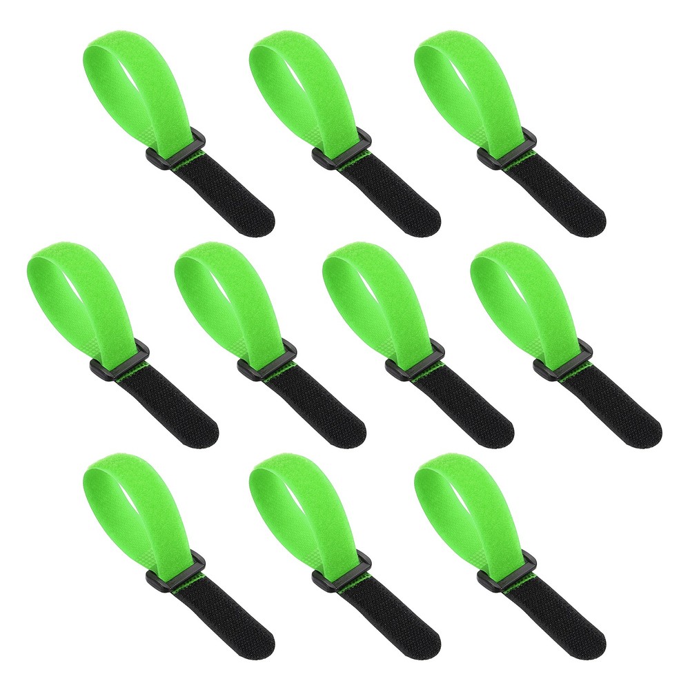 10pcs Reusable Cinch Straps 0.8"x8" Hook and Loop Cable Securing Straps, Green