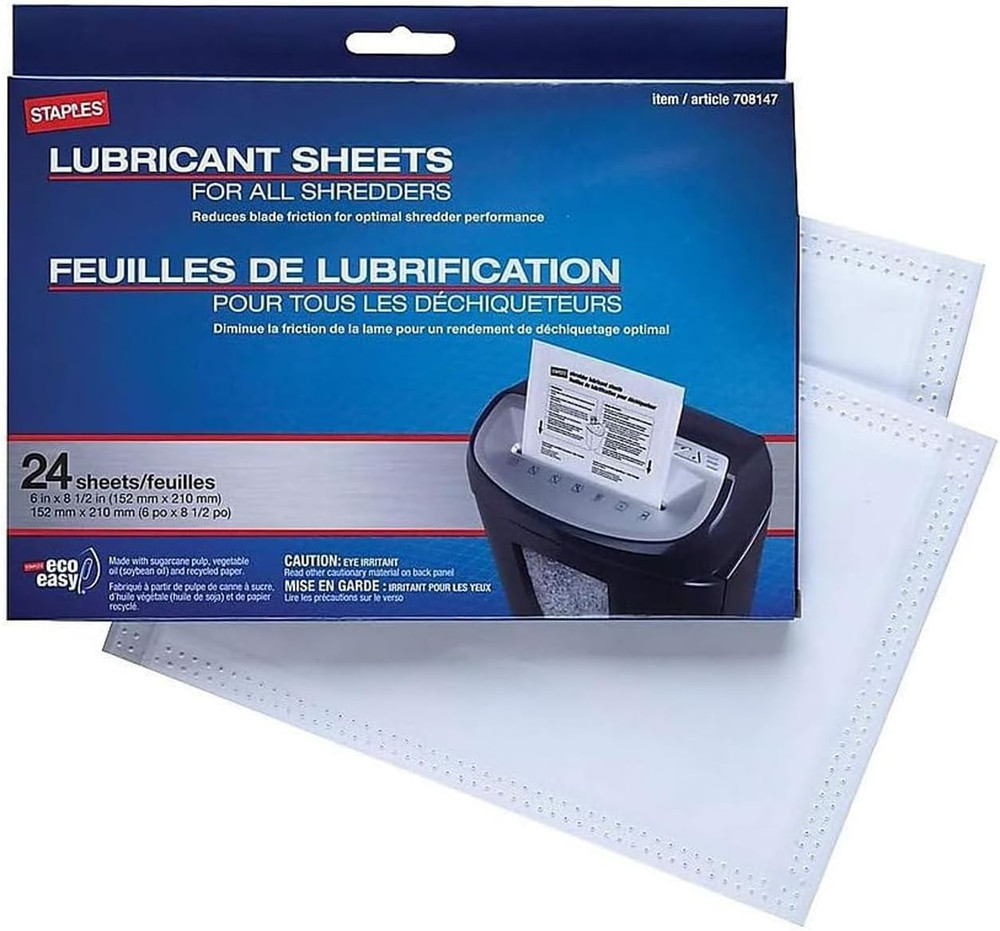 STAPLES Shredder Lubricant Lubricating Sheets 24/Pk