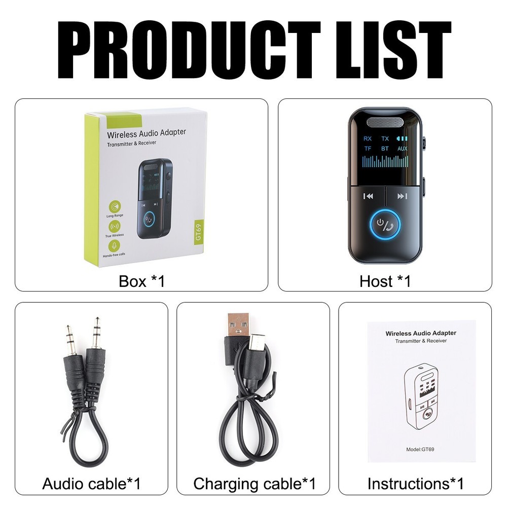4 in1 Bluetooth Audio Adapter Wireless Receiver Transmitter MP3 Player 3.5mm Aux