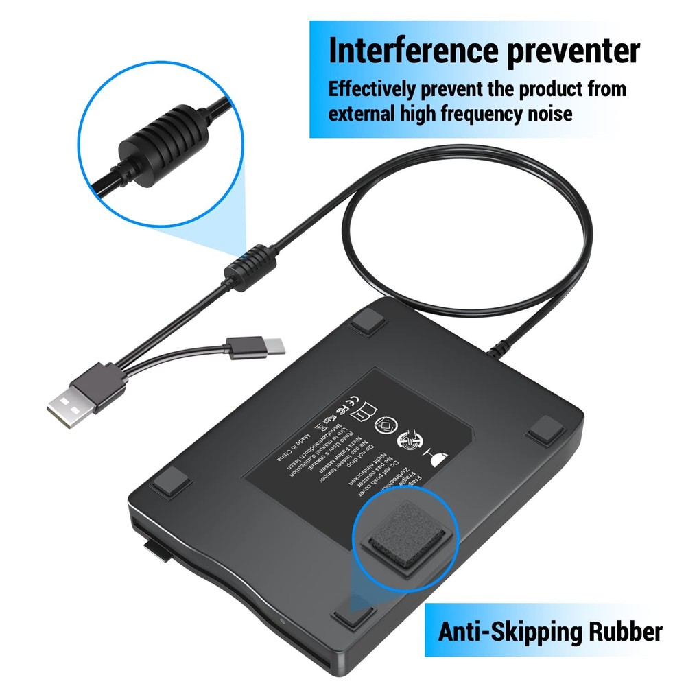 USB Floppy Disk Drive Portable 3.5" External Slim Plug & Play for PC