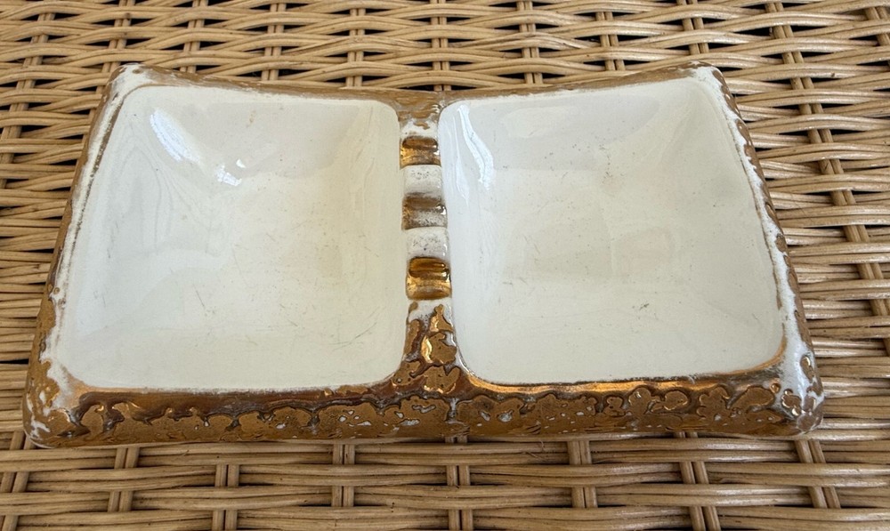 Vintage MCM Weeping Gold Ceramic Ashtray