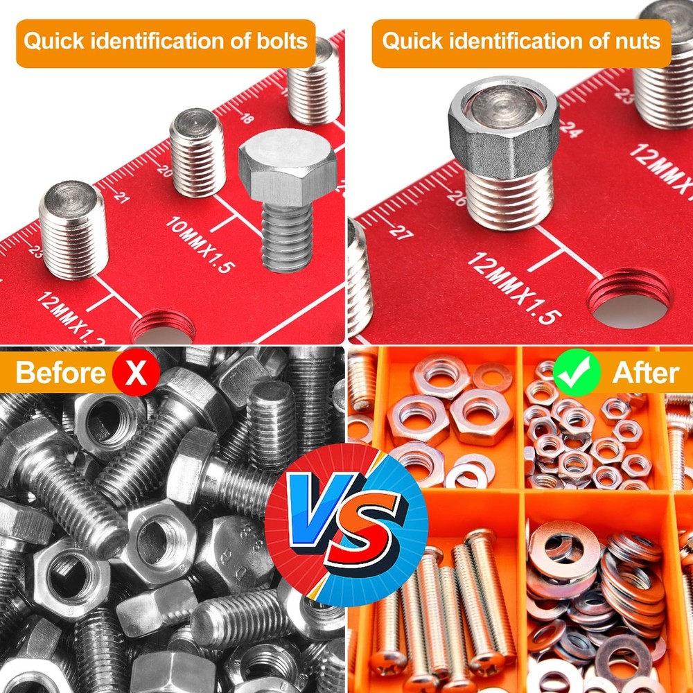 Nut & Bolt Thread Checker: Accurate Bolt Size Gauge with Drill Bit Verification