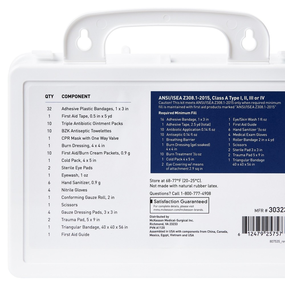 McKesson 25 Person Wall Mount First Aid Kit Plastic Case
