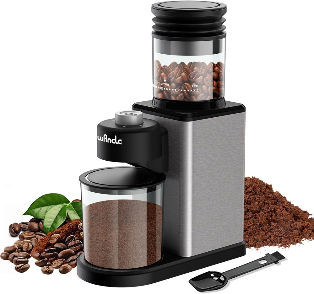 Conical Burr Coffee Grinder Electric - 200W Compact Automatic Coffee Bean Grinde