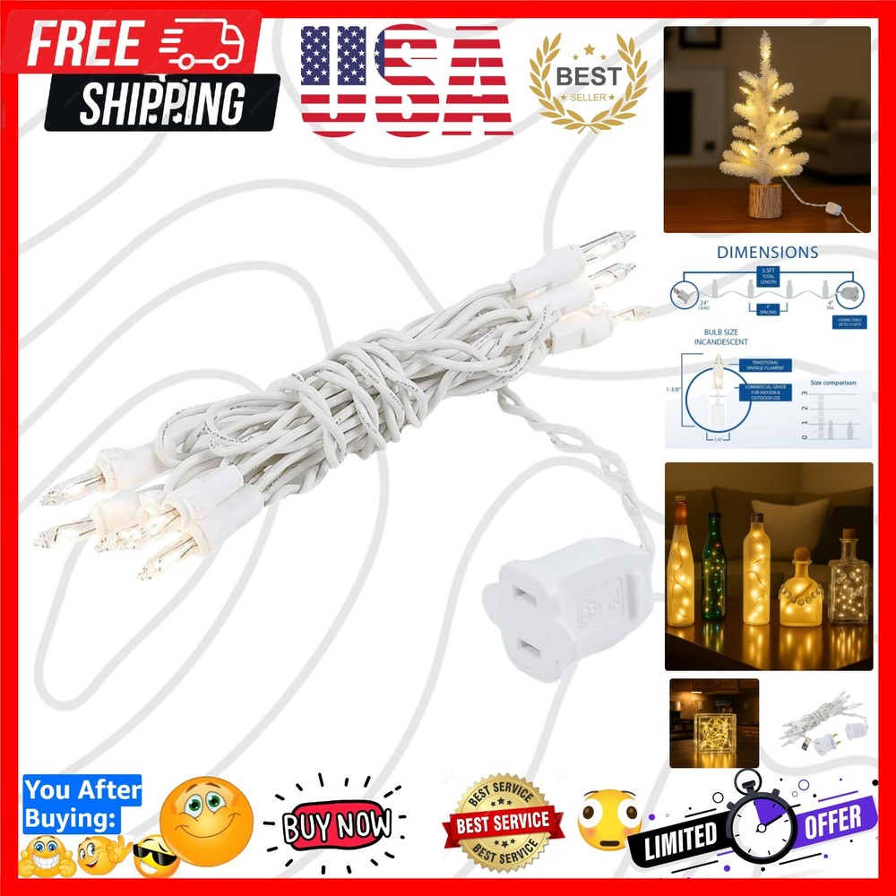 Connectable 5ft String Lights with 10 Clear Bulbs - Versatile Indoor/Outdoor Use