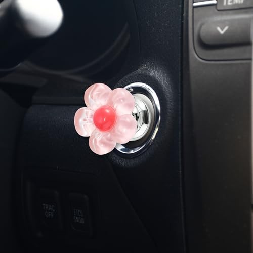 3pcs Car Push Start Button Cover, 3 Colors Flower Starter Covers Engine