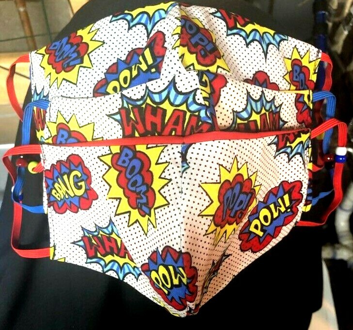 ***WHAM POW BANG***  REVERSIBLE Cotton Face mask (handmade)