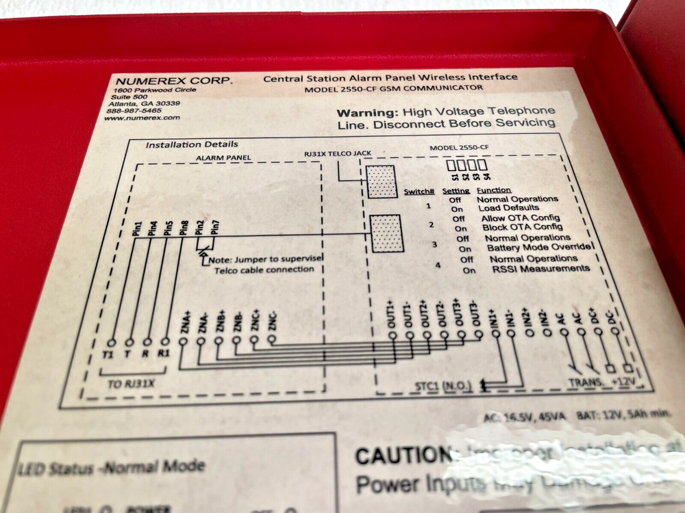UPLINK 2550-CF Central Station Alarm Panel Wireless Interface GSM Communicator