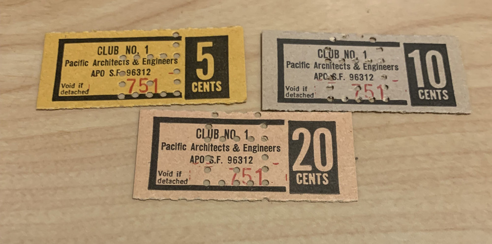 VIETNAM MILITARY TRADE TOKEN CHIT PACIFIC ARCHITECTS & ENGENEERS