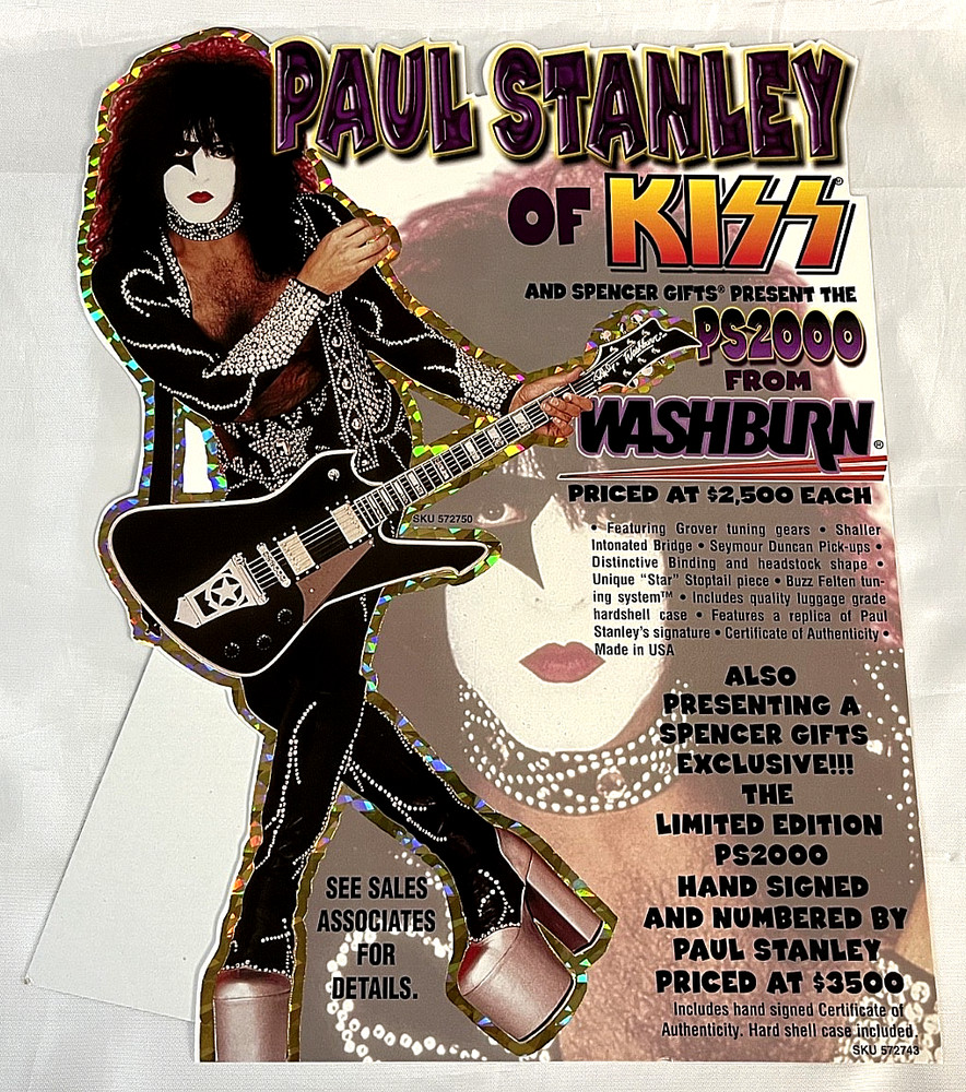 KISS Paul Stanley Promo Display PS-2000 Washburn Guitar Spencers Stand-Up KISS