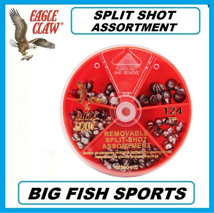 EAGLE CLAW DIAL PACK REMOVEABLE SPLIT SHOT ASSORTMENT 124 PC. #02180H-002 NEW!