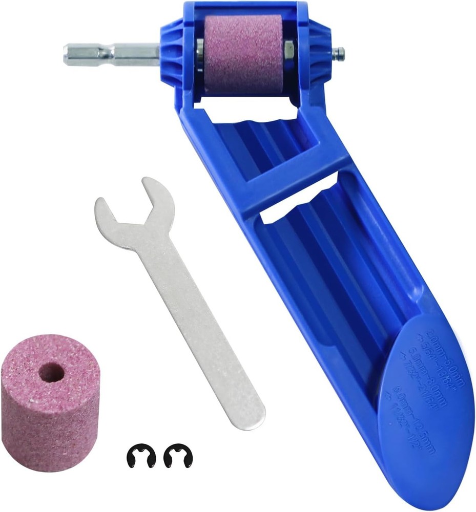 Complete Drill Bit Sharpener Kit with Adjustment Wrench and Retaining Clips