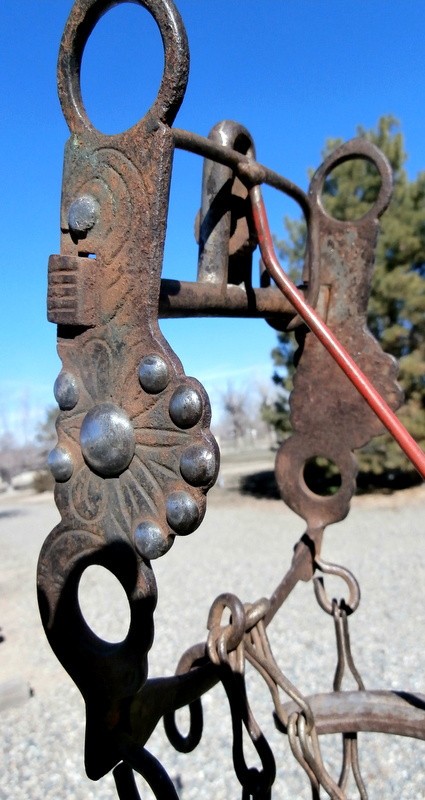 Old Antique Buermann??Iron High Port Nickel Dot Horse Bit w/Rein Chains