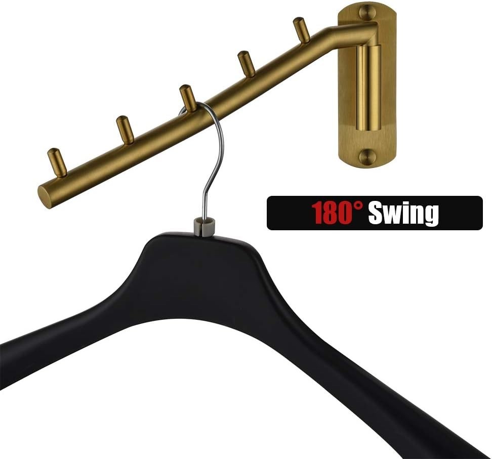 Space-Saving Clothes Hanger System - Brushed Gold Wall Mount 2-Pack