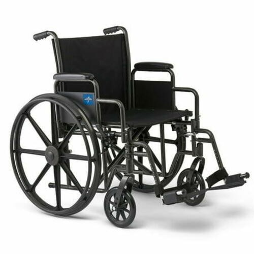 Medline Durable Steel Wheelchair 20”W x 16”D Seat with Flip-Back Desk-Length