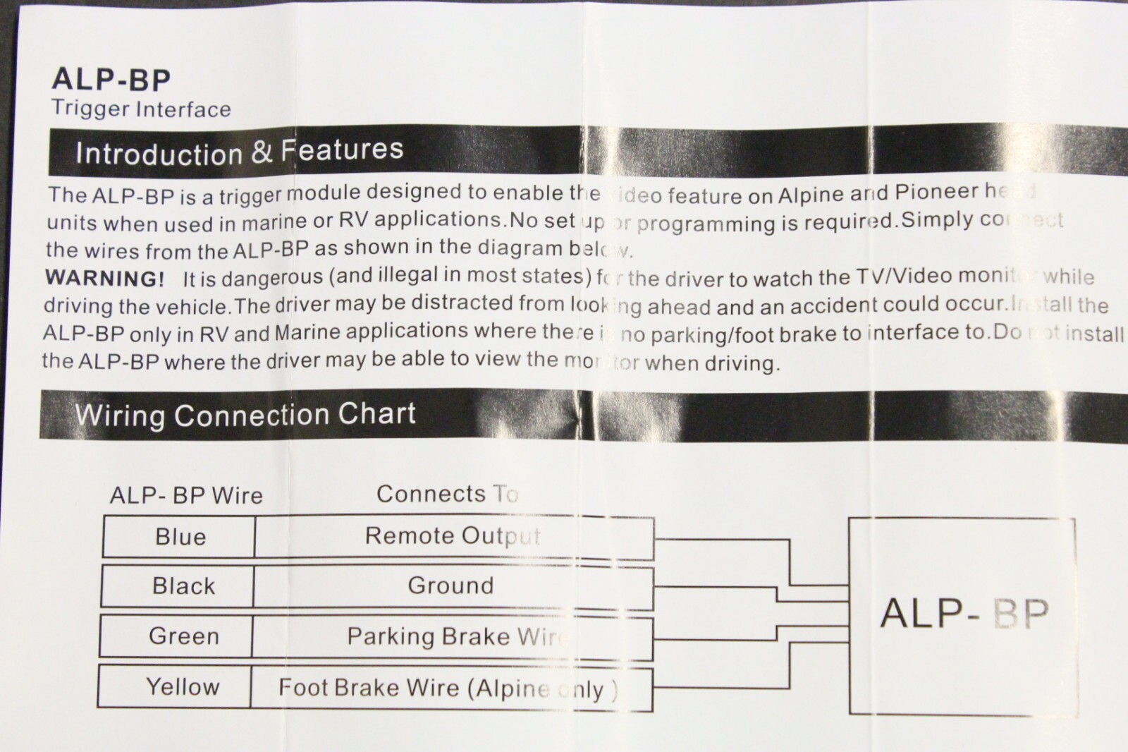 1 pcs Alpine Video Parking Brake Bypass Fits ALPINE ILX-W650 ILX-F309 ILX-F259 3