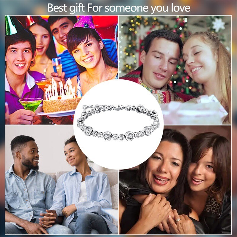 KUNSIR 925 Sterling Silver Tennis Bracelet for Women Adjustable Bubble Bracelet