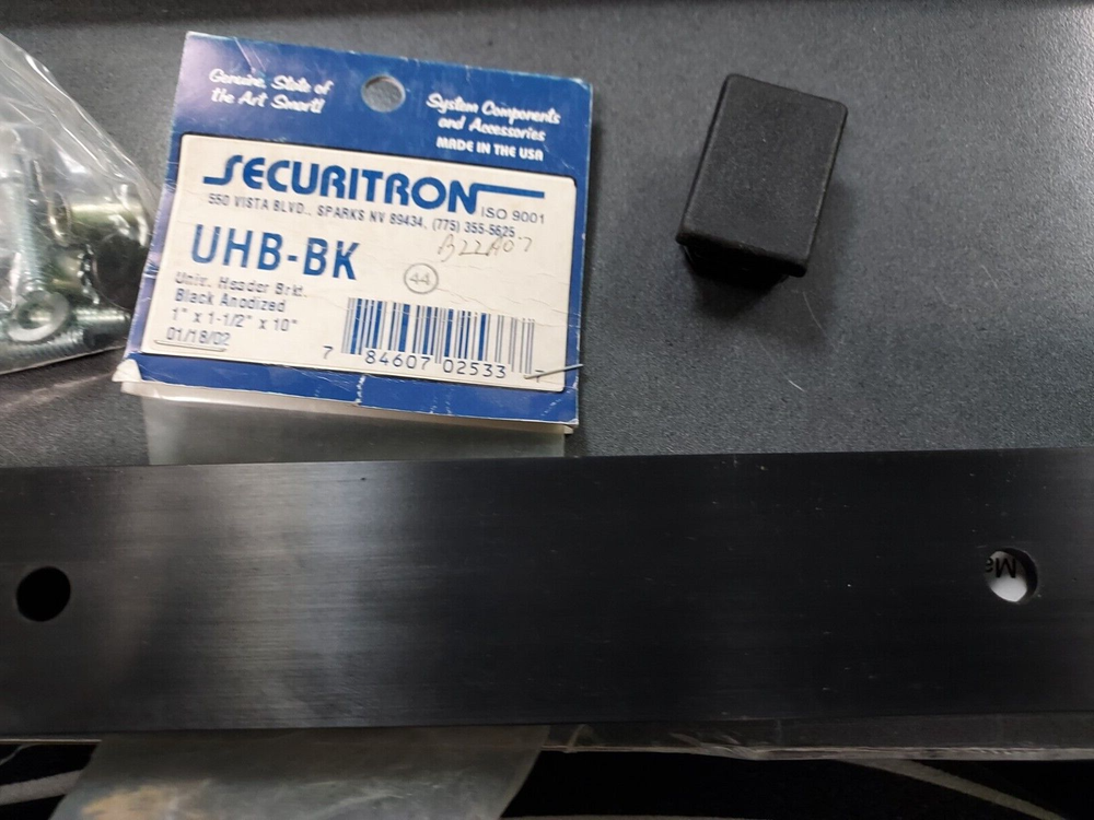 SECURITRON - Universal Header Bracket Kit - Black Anodized UHB-BK *NOS*