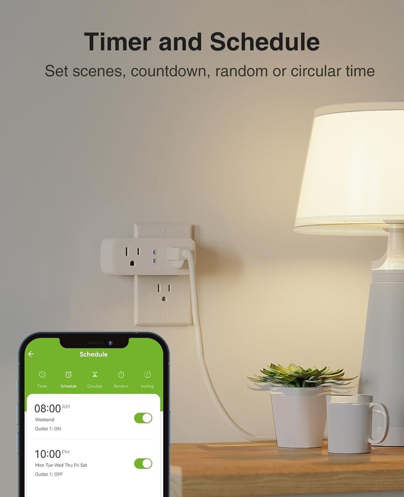 2 Pack Dual Smart Plug 15A with APP Remote Control, Works with Alexa & Google Ho